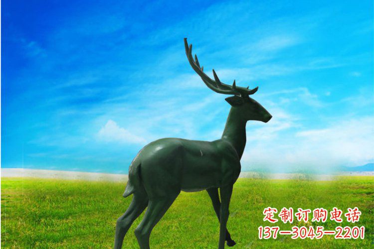 南阳公园动物梅花鹿铜雕