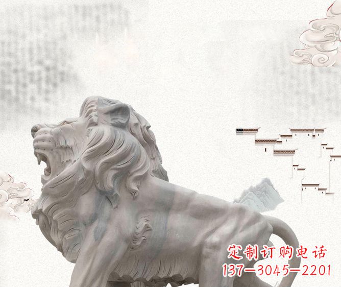 南阳公园动物欧式石狮子雕塑