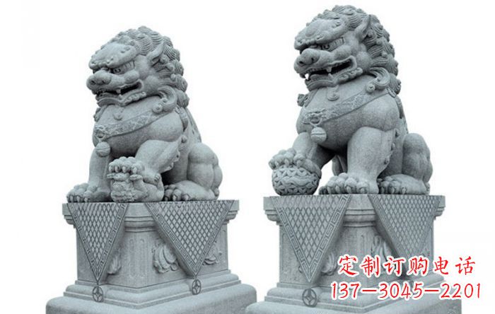 南阳公园动物青石狮子石雕