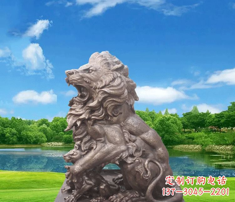 南阳公园动物狮子铜雕