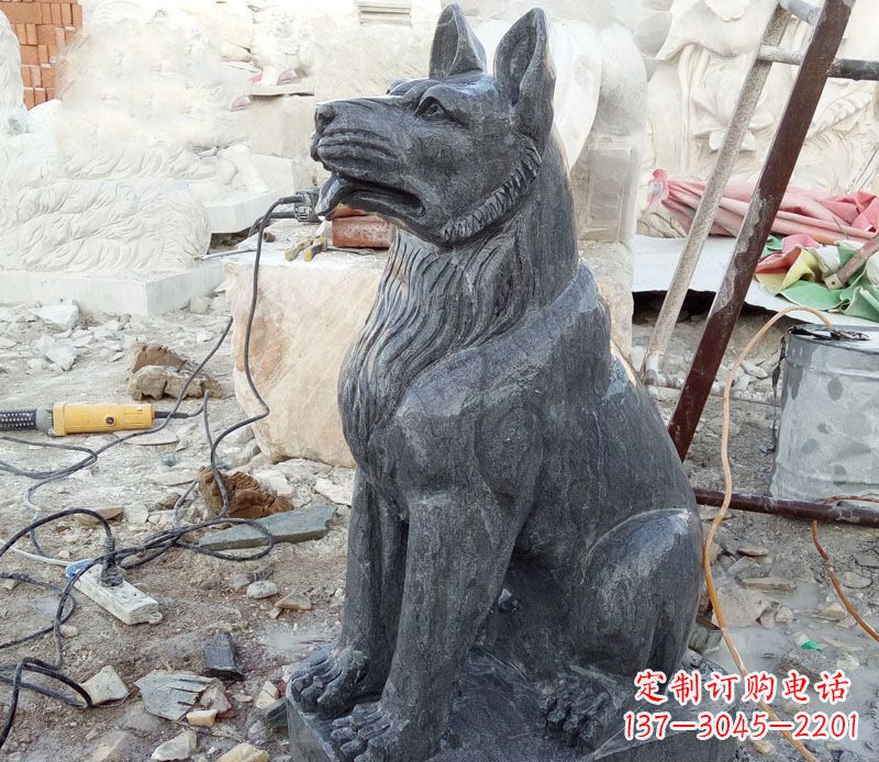 南阳公园动物石雕狗雕塑