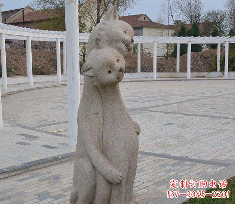 南阳精美小猫石雕,让您的公园更加美丽