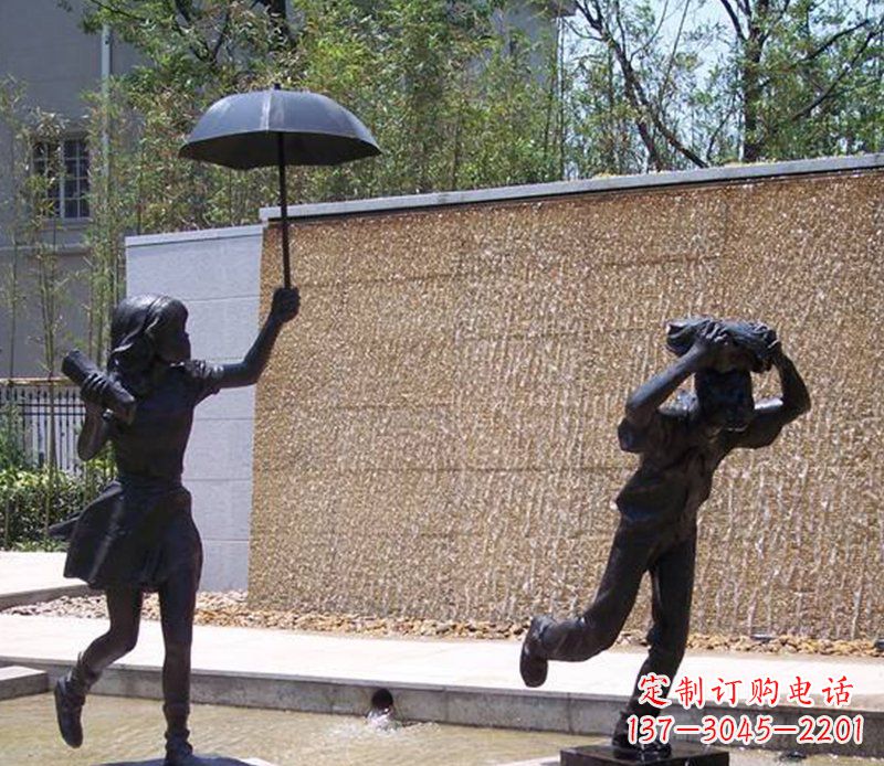 南阳抗风雨小男孩铜雕