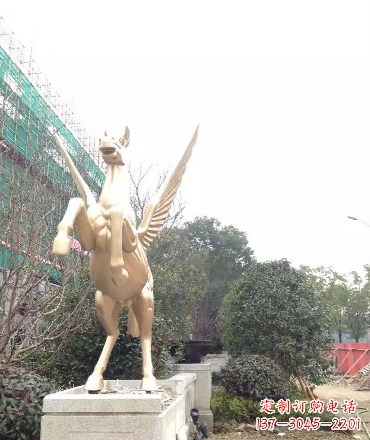 南阳公园飞马玻璃钢仿铜雕塑