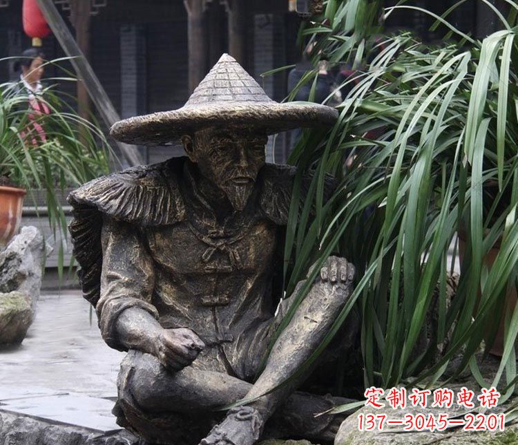 南阳中领雕塑定制——古典经典“渔翁”铜雕