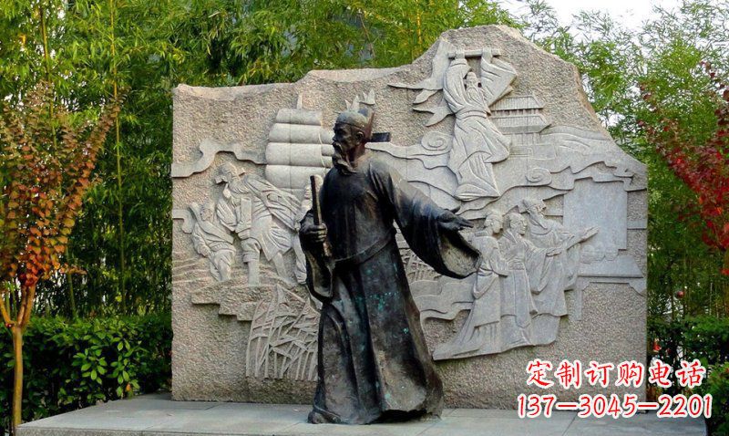 南阳海瑞古代名人铜雕领雕塑定制