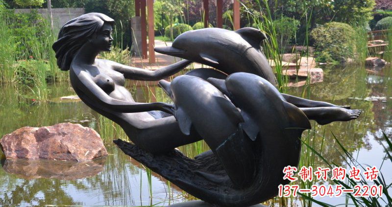 南阳唯美风格海豚铜雕