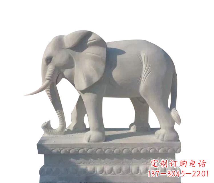 南阳公园汉白玉大象动物石雕