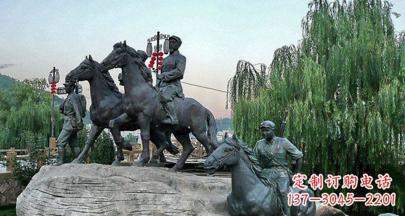 南阳公园红军骑马景观铜雕