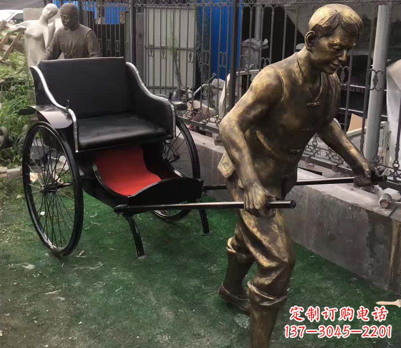南阳精美铜雕车夫人物雕塑