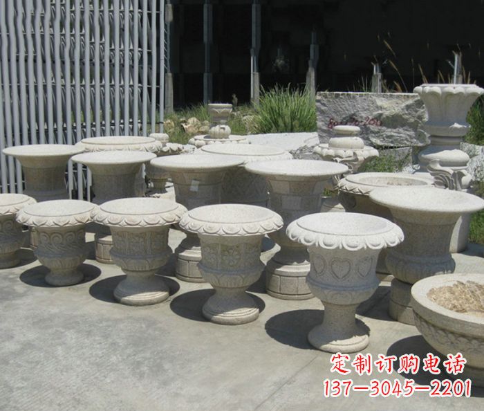 南阳大理石花盆石雕艺术品