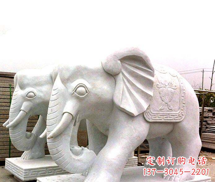 南阳公园景观大理石招财大象石雕
