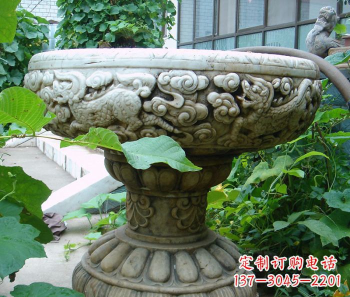 南阳仿古花盆石雕艺术品