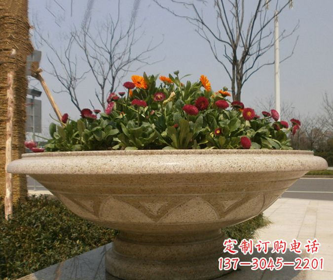 南阳公园景观花盆石雕 (2)