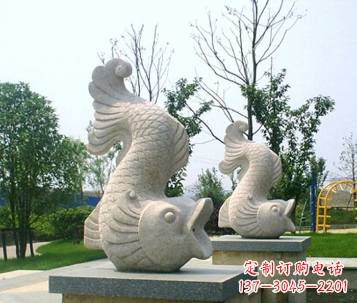 南阳公园景观鲤鱼喷泉石雕