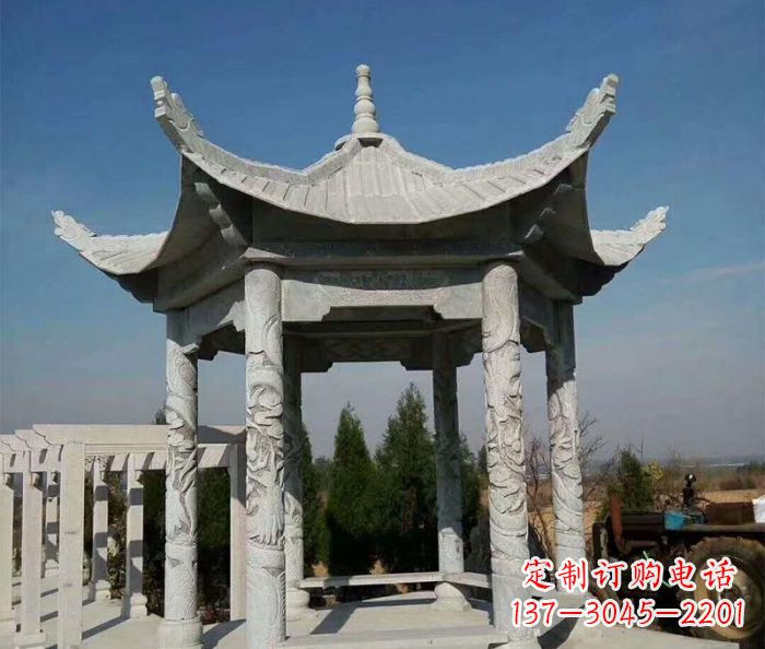 南阳公园景观六角凉亭石雕