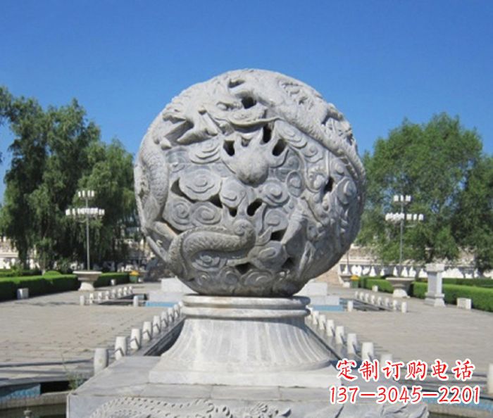 南阳公园景观龙浮雕球喷泉石雕