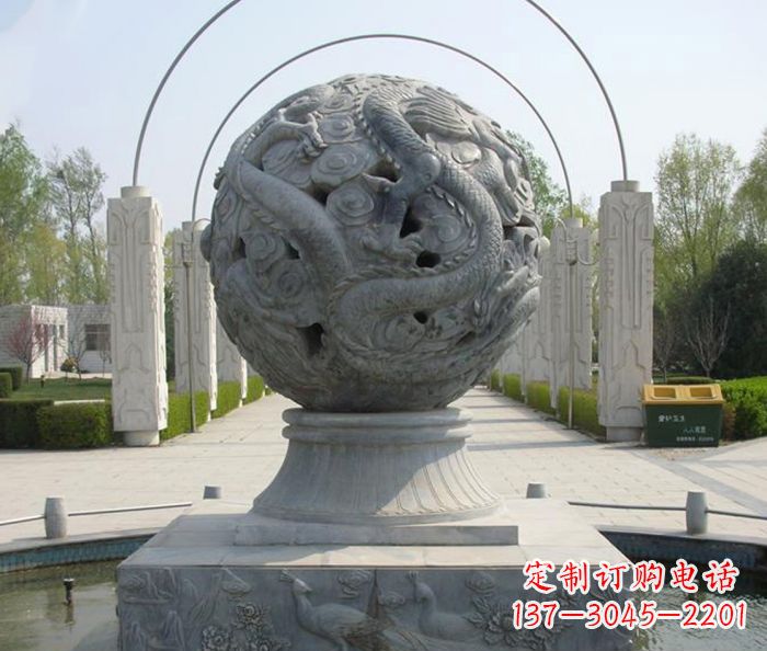 南阳公园景观镂空龙浮雕喷泉石雕