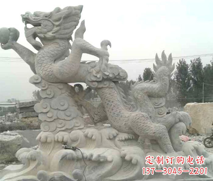 南阳公园景观青龙出水石雕