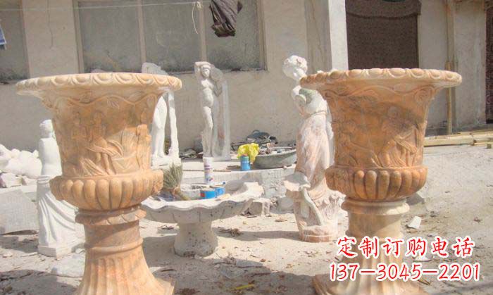 南阳红花盆石雕艺术雕塑