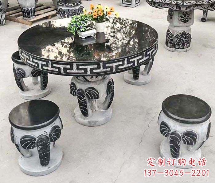 南阳公园景观圆形石桌凳