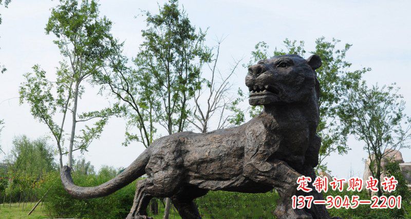 南阳公园老虎动物铜雕 (4)