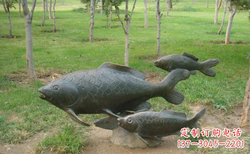 南阳中领雕塑手工制作铜鲤鱼雕塑