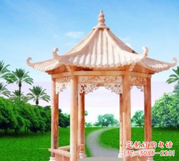 南阳公园六角凉亭石雕