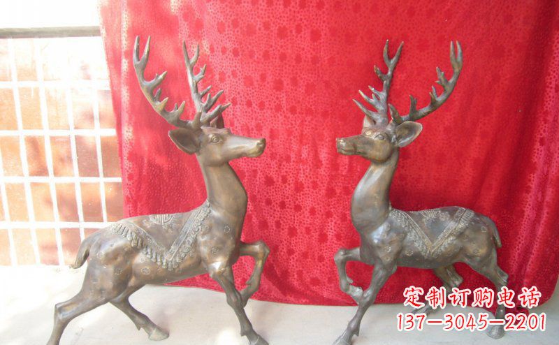 南阳公园梅花鹿动物铜雕 (6)
