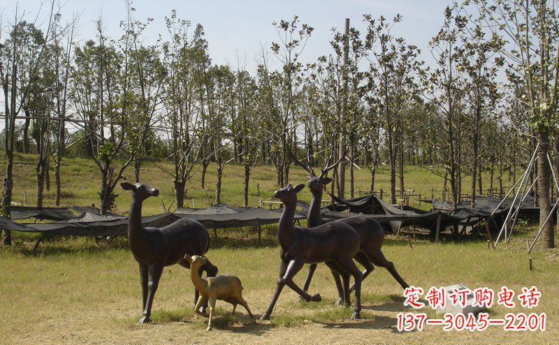 南阳公园梅花鹿动物铜雕 (4)