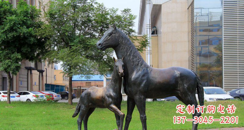 南阳优质实木母子马铜雕
