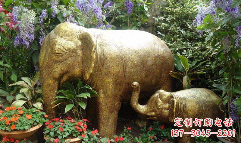 南阳铜雕母子象艺术雕塑