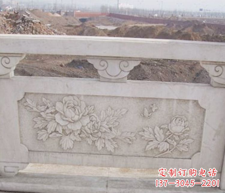 南阳牡丹花浮雕石栏板景观雕塑