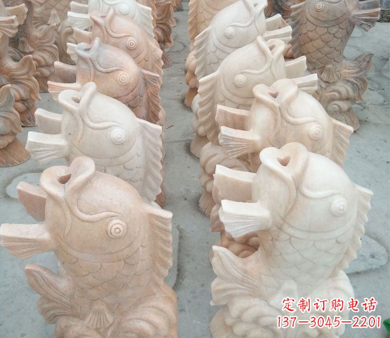 南阳真实且精致的栩栩如生的鲤鱼石雕
