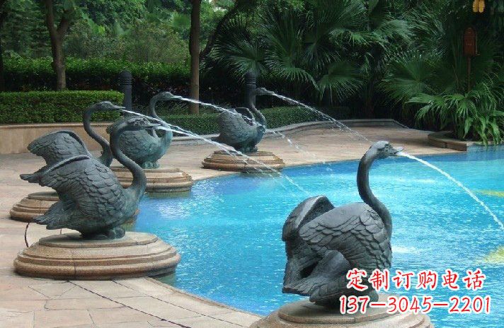 南阳精美雕刻的天鹅喷泉雕塑