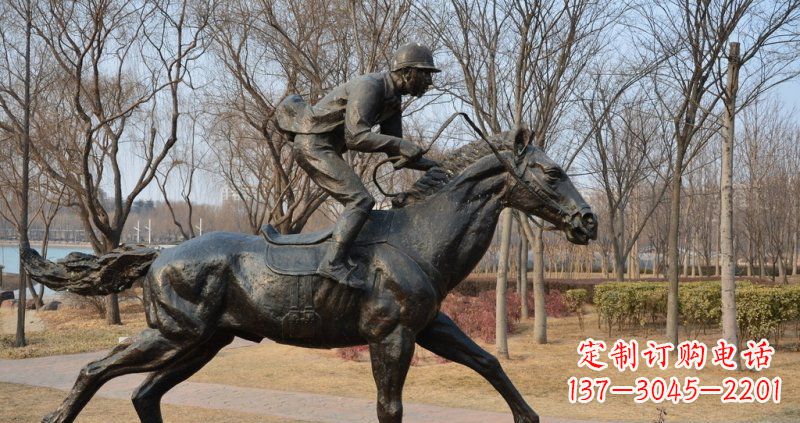 南阳骑马小品铜雕一件完美的艺术精品
