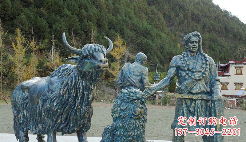 南阳中领雕塑定制牦牛景观铜雕