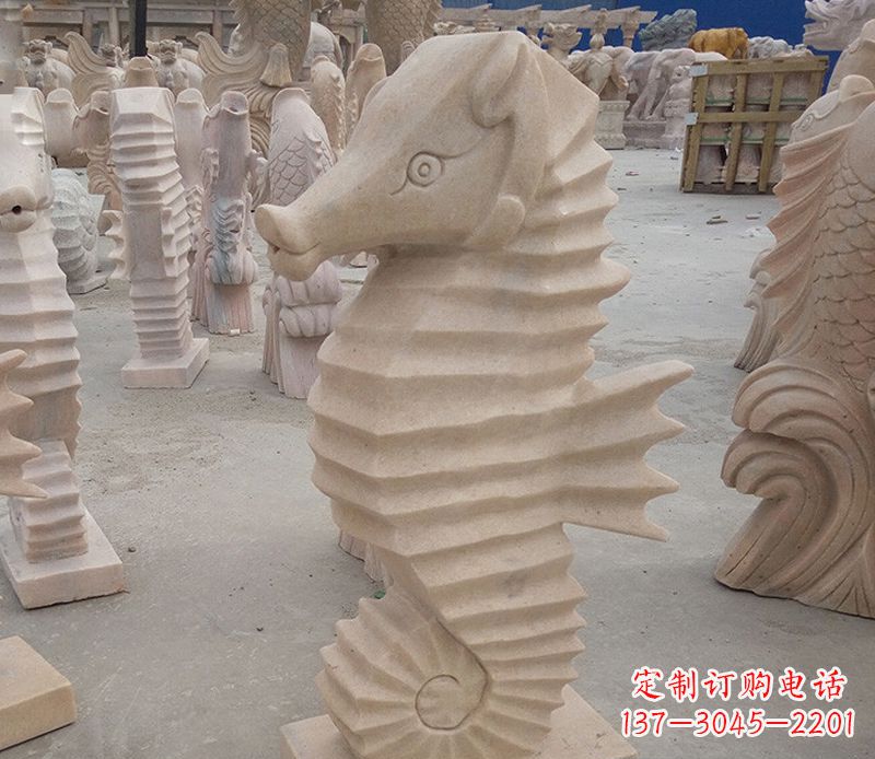 南阳公园石雕喷水海马
