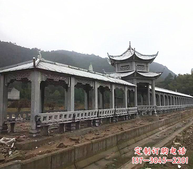 南阳中领雕塑定制精美的公园石雕亭子长廊