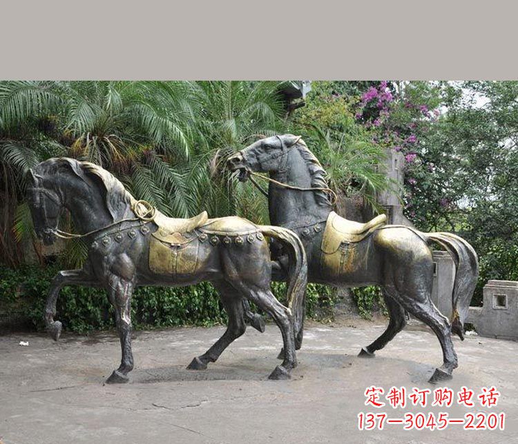 南阳3米大型精美纯铜马鞍雕塑