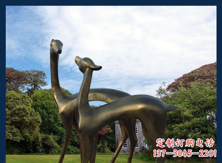 南阳公园铜雕金属小鹿动物雕塑