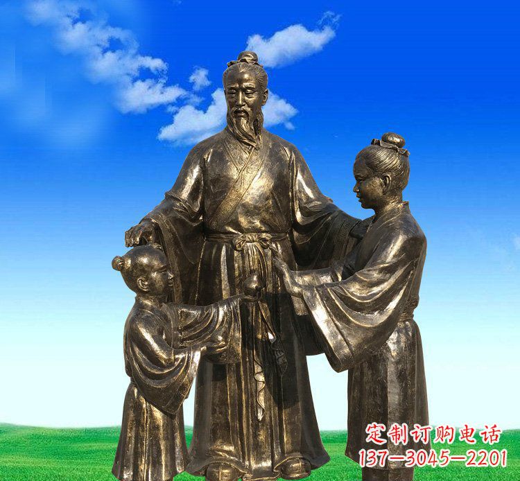 南阳铜雕艺术精美人物雕塑——孔融让梨