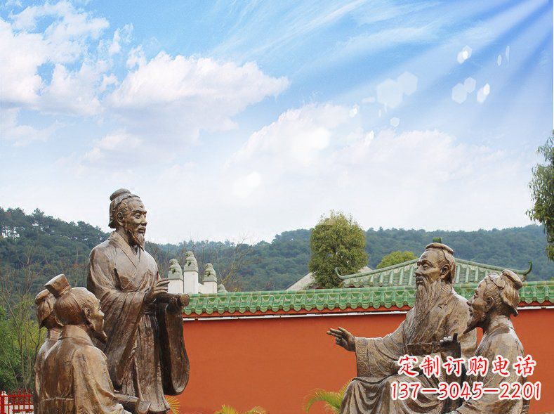 南阳铜雕孔子讲座人物雕塑