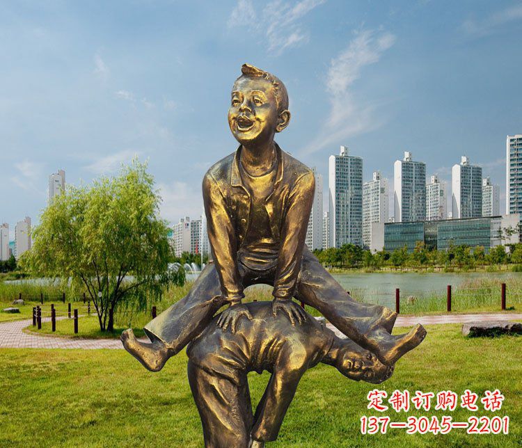 南阳中领雕塑铜质经典跳马蹲人雕塑