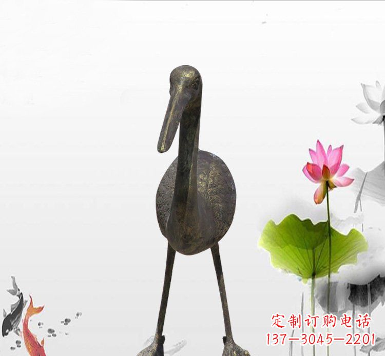 南阳公园铜雕仙鹤动物雕塑