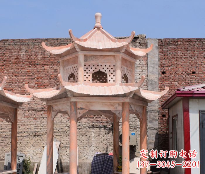 南阳中领雕塑精致双层石头凉亭雕塑