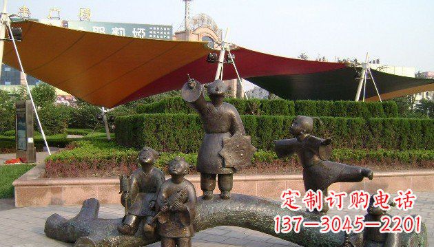 南阳装饰性的小孩放风筝铜雕