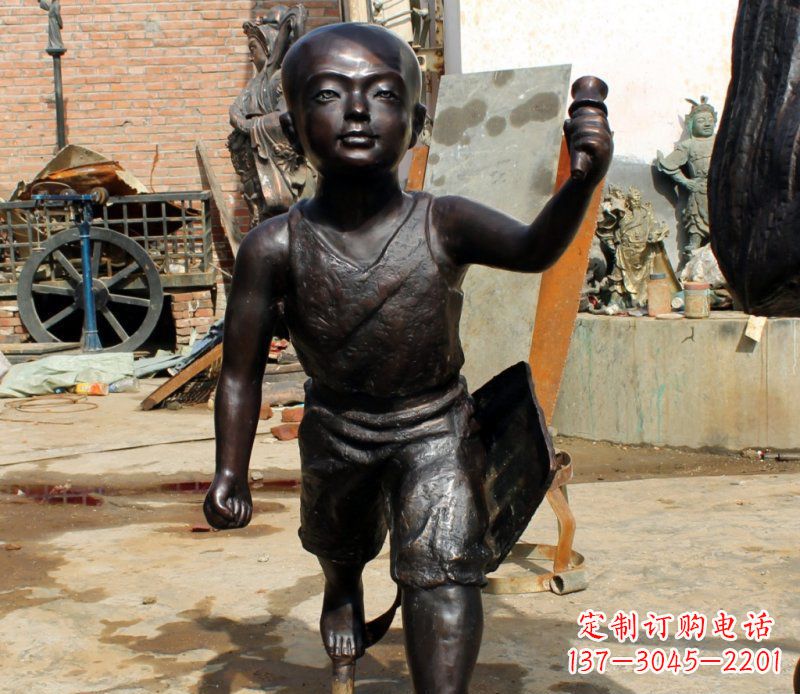 南阳打造完美的小孩铜雕,让童趣活跃