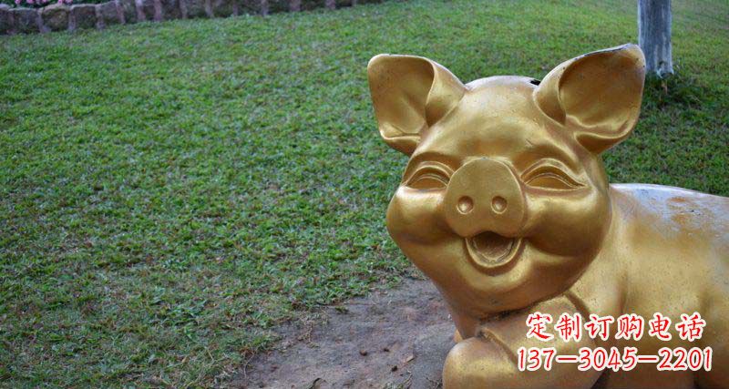南阳公园小猪动物铜雕