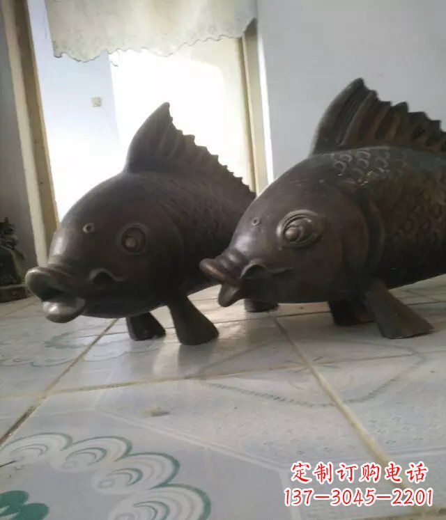 南阳公园小鱼景观动物铜雕